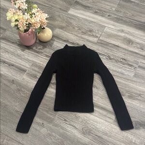 H&M Black Ribbed Mock Knit Turtleneck Sweater